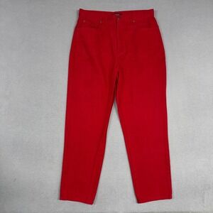 Bill Blass Jeans Womens 14P Red Easy Fit High Rise Straight Leg Denim Pants